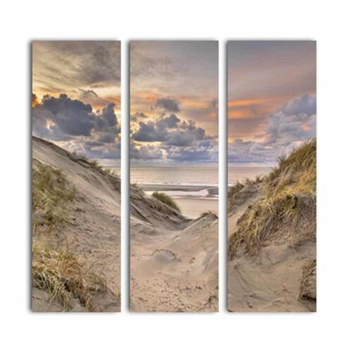 Drieluik canvas Tussen duinen naar strand
