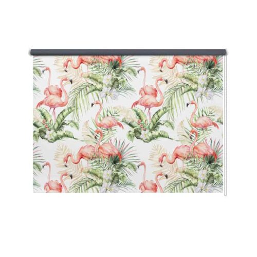 Rolgordijn Flamingo jungle patroon