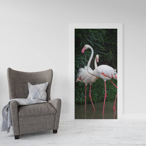 Deursticker 2 Flamingo's